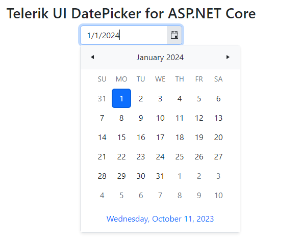 UI for ASP.NET Core Sample page