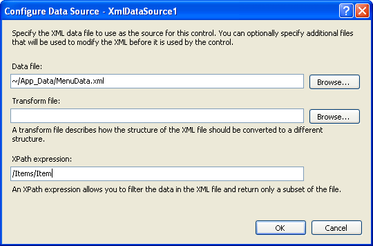 RadMenu Configure XmlDataSource
