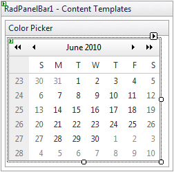 Content Template With Calendar
