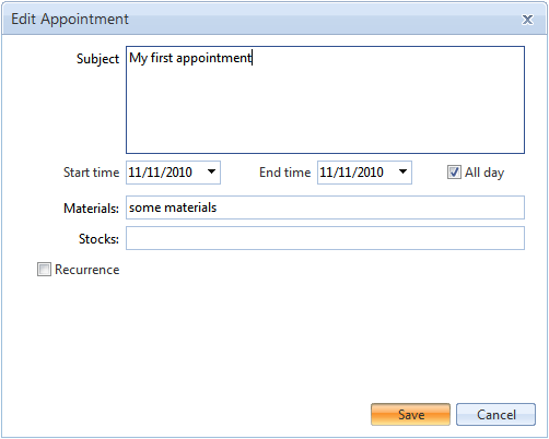 RadScheduler Edit Appointment