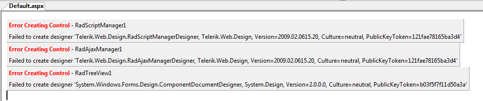 Visual Studio Design Time Error