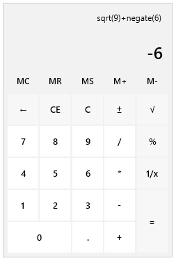 A picture showing Silverlight RadCalculator with complex calculations