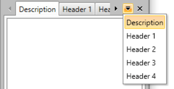 Silverlight RadDocking DocumentHost with visible `HorizontalScrollBar` and drop down menu button:
