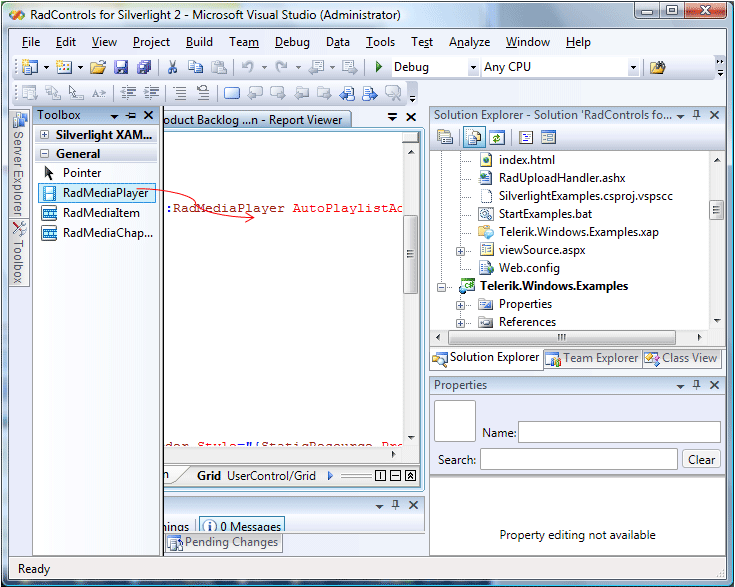 Silverlight RadMediaPlayer Drag and Drop from ToolBox