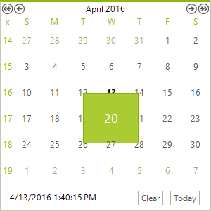 WinForms RadCalendar With a Zoomed-in Date