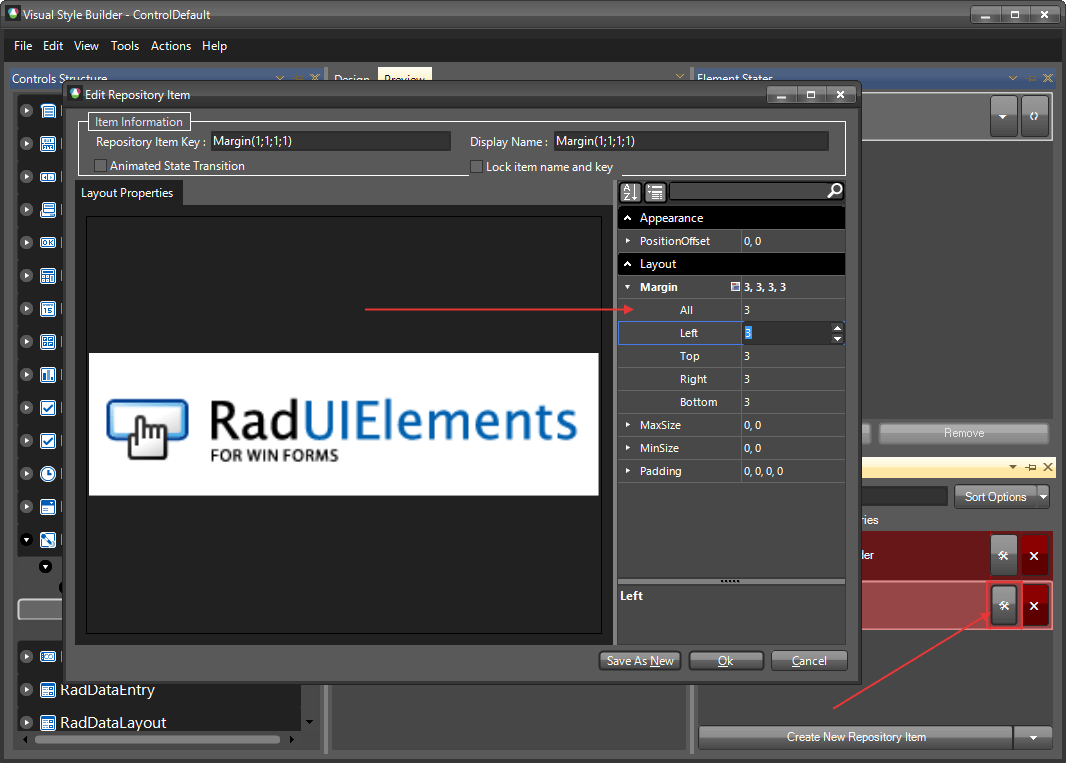 WinForms RadColorBox Edit Repository Item