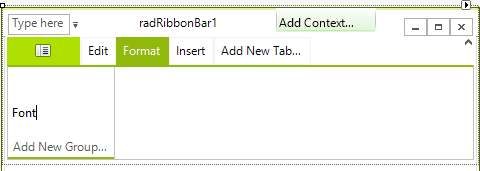 WinForms RadRibbonBar Adding Group