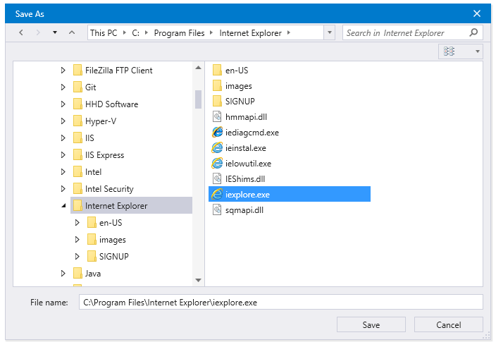 File dialog with VisualStudio2013 theme applied