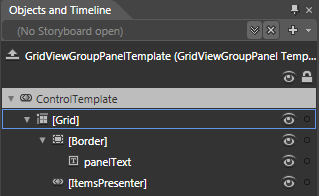 Telerik WPF DataGrid Styles and Templates Templates Structure GridViewGroupPanel