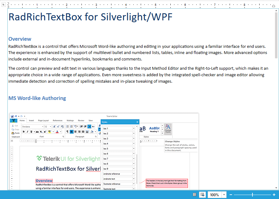 RadRichTextBox in Flow Layout Mode