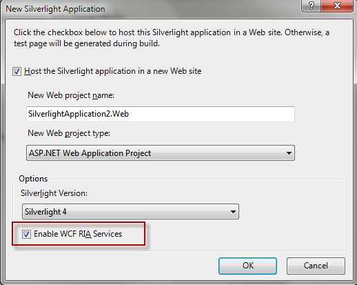 WPF RadTimeBar Silverlight Project Enable WCF RIA Services
