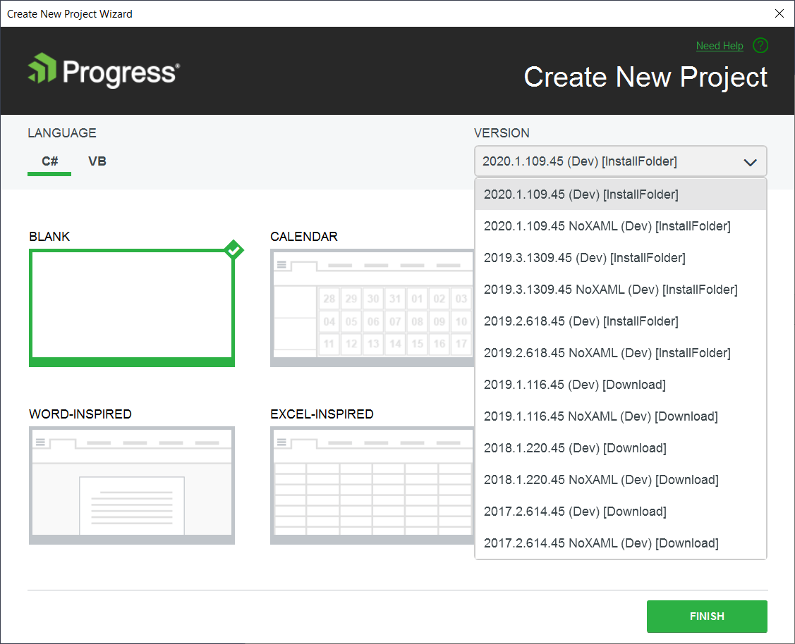 WPF Create New Project Wizard
