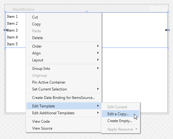 Visual Studio designer context menu