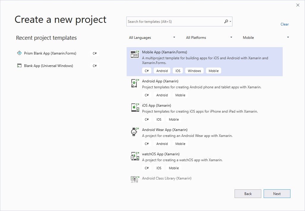 Create new Xamarin.Forms solution