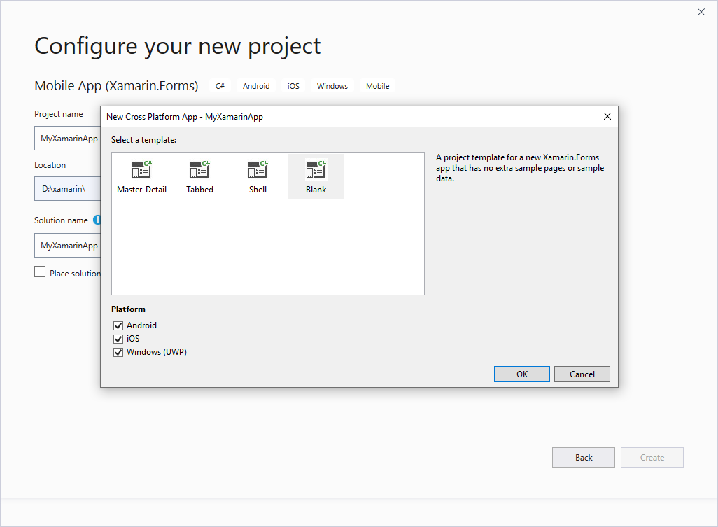 Create new Xamarin.Forms solution second screen