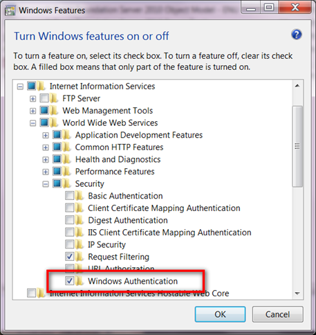Enabling Windows Authentication in Windows7