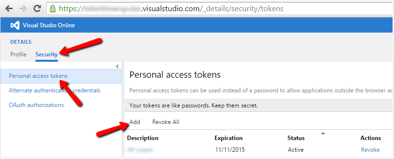 VSO add access token