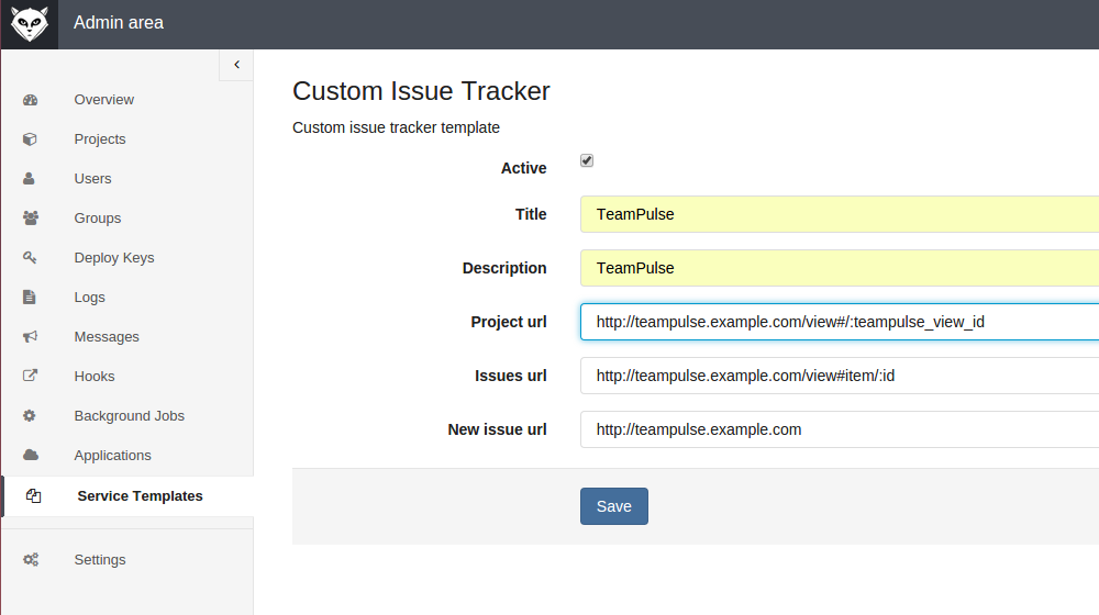 GitLab Custom Issue Tracker Service Template