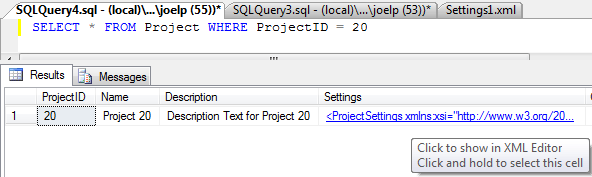 Project Settings in DB 