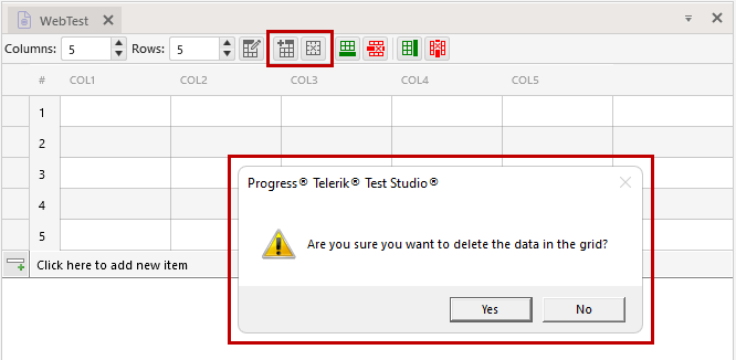 Create new or remove data table
