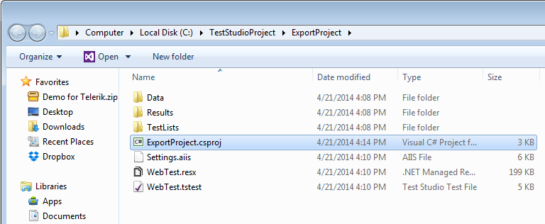 Project folder