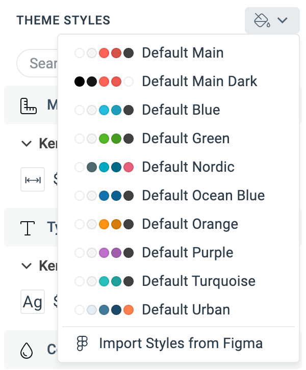 The available swatches in ThemeBuilder