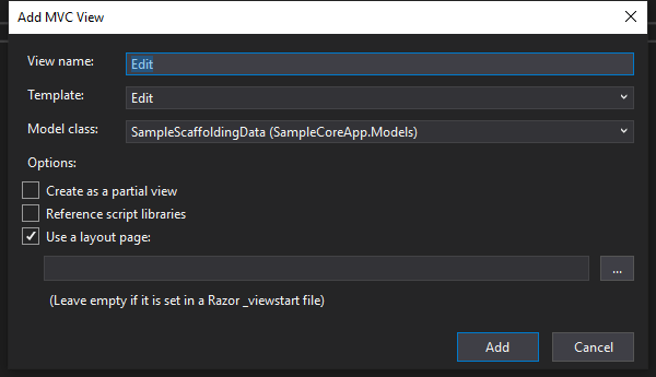 Setting the view properties
