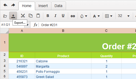  ASP NET Core Spreadsheet Component Excel Export Telerik UI For ASP NET Core