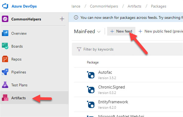 UI for ASP.NET Core Azure Artifacts New Feed