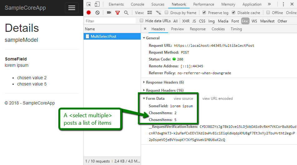 UI for ASP.NET Core MultiSelect POST data example