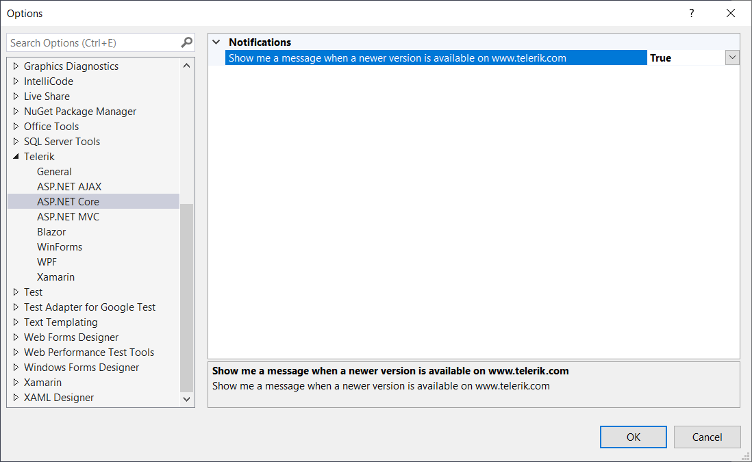 The Options dialog