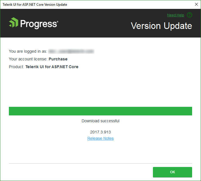 UI for ASP.NET Core Latest version download complete