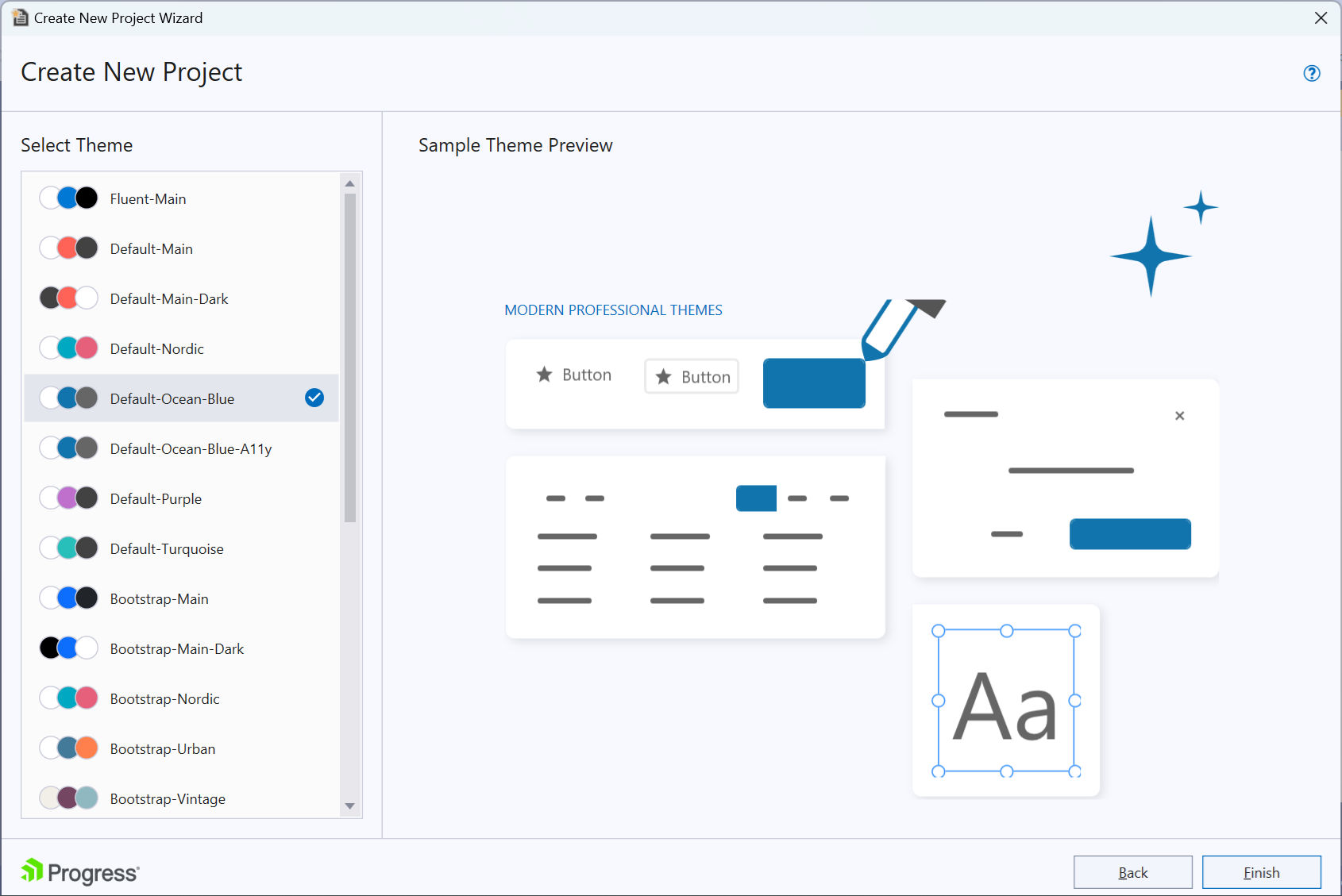 UI for ASP.NET Core Project Wizard Select Theme