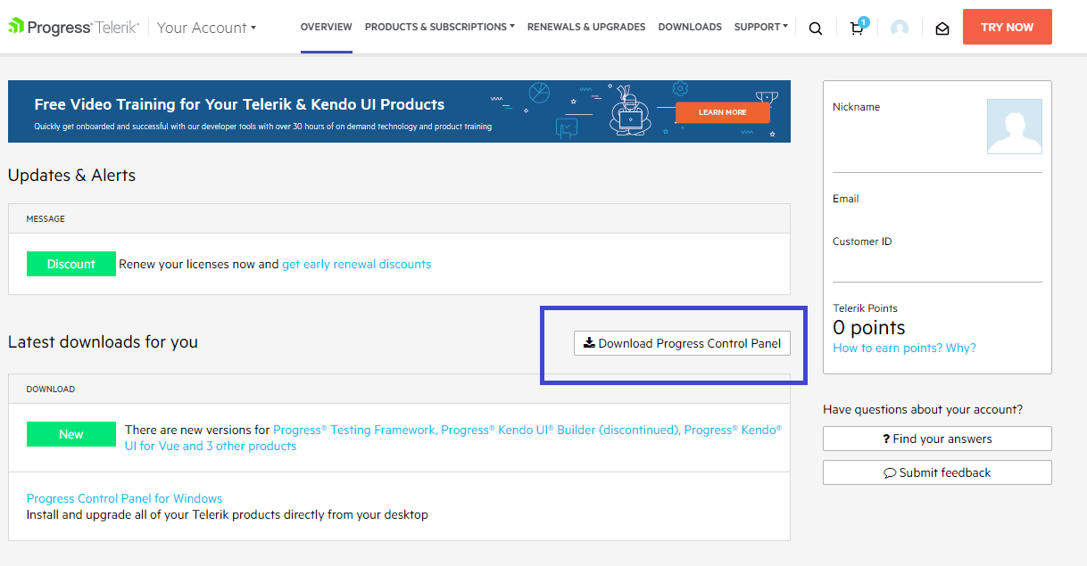 UI for ASP.NET MVC Download Progress Control Panel