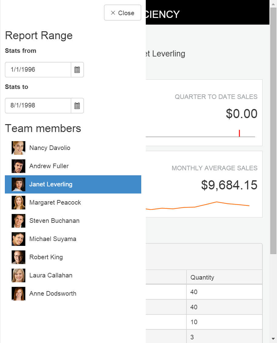 UI for ASP.NET MVC Responsive panel