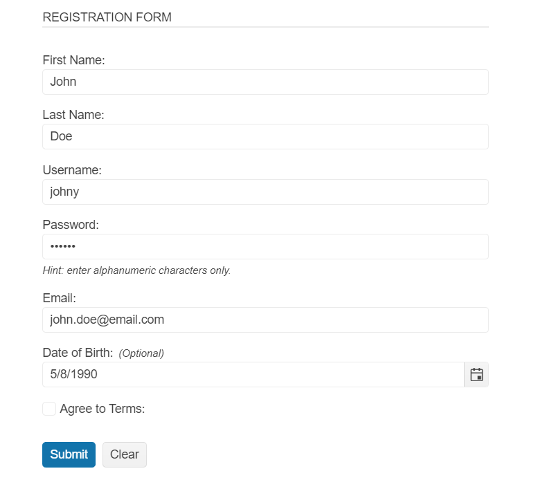 Sample Telerik UI for ASP.NET MVC Form