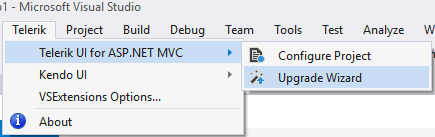 UI for ASP.NET MVC Launching the Upgrade Wizard and choosing projects