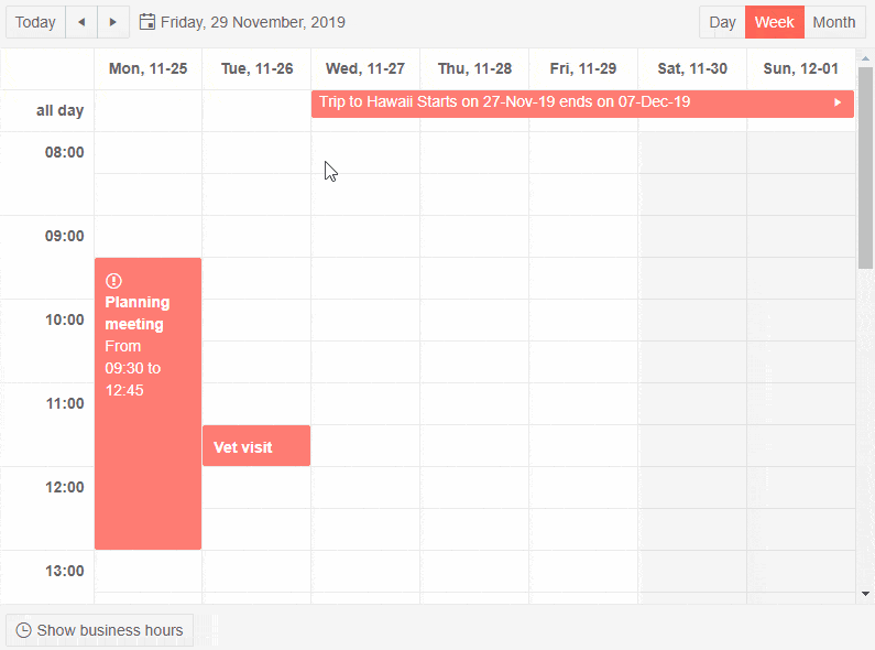 Appointment templates in the scheduler