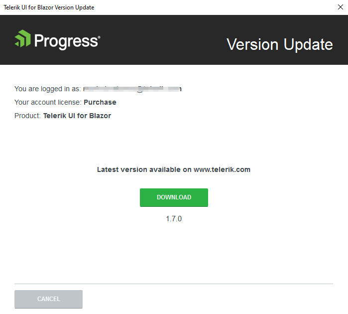 Confirming the download of the latest version dialog