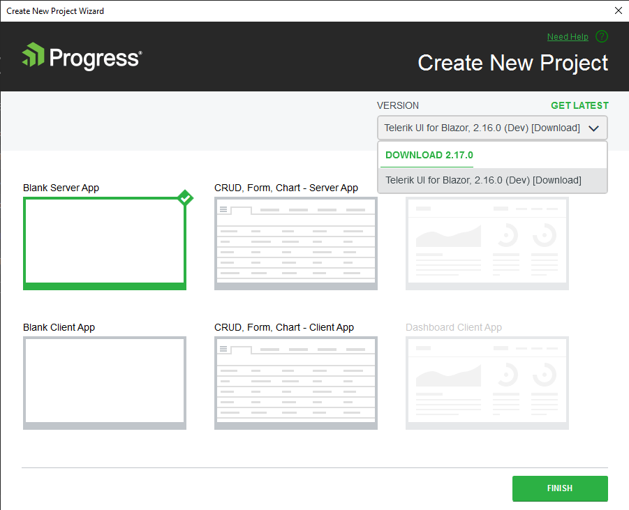 The new version is now available in the New Project wizard