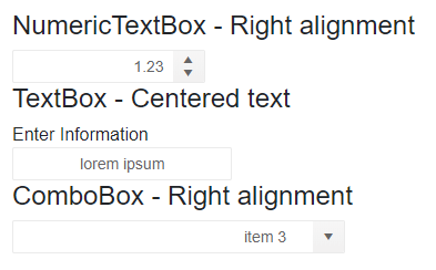 change text alignment in the inputs