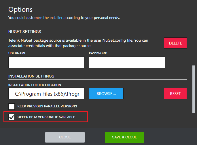 Beta versions