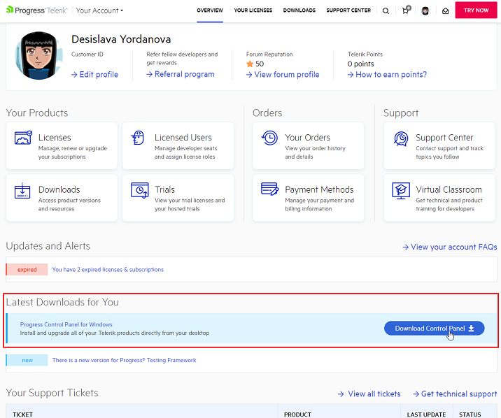 Download Progress Control Panel