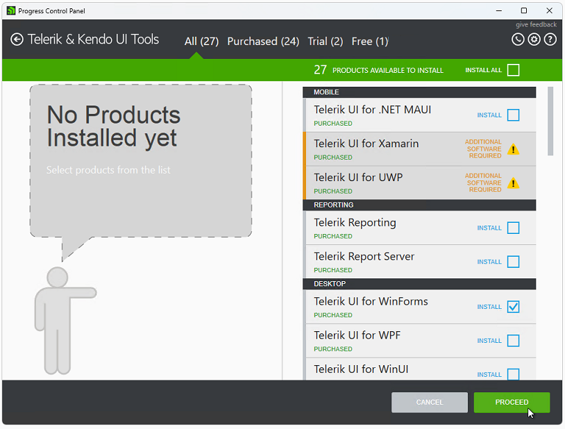 Install WinForms Progress Control Panel