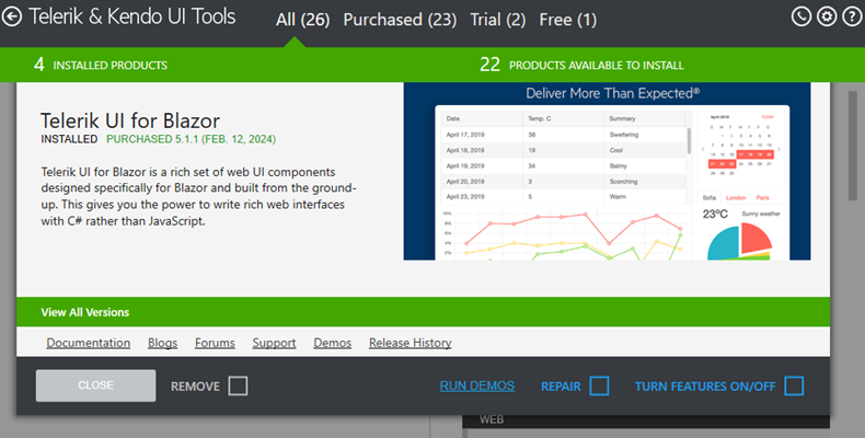 Product Details Telerik Control Panel