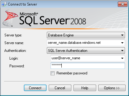 sql server connection string user password