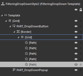 The FilteringDropDown template structure