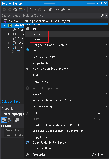 WPF Clean and Rebuild Solution
