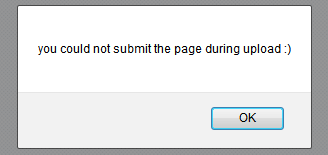 Prevent page submit while uploading errormsg