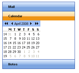 PanelBar Calendar Template